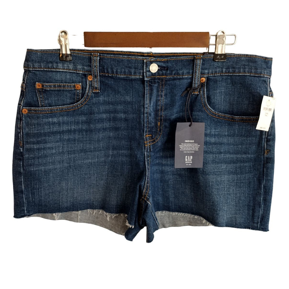 Gap | TALL Indigo Blue Raw Hem Cut-Off Denim Jean Shorts Stretch 3" Inseam